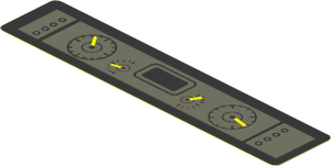 Sticker  0.8 x  3.8 Dark Bluish Grey Control Panel on Black Dashboard