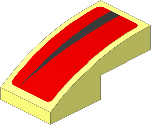 Slope Brick Curved  2 x  1 with Black Arc on Red Background Left Sticker