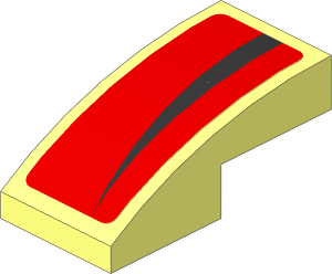 Slope Brick Curved  2 x  1 with Black Arc on Red Background Right Sticker