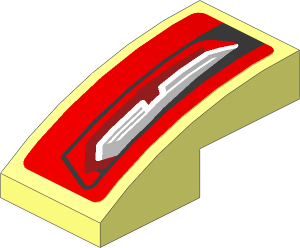 Slope Brick Curved  2 x  1 with Taillamp on Red Background Left Sticker