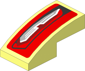 Slope Brick Curved  2 x  1 with Taillamp on Red Background Right Sticker