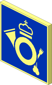 Roadsign Clip-on  2 x  2 Square with White Mail Logo (1998) on Blue Pattern