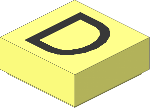 Tile  1 x  1 with Silver "D" Pattern