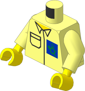 Minifig Torso with Arms and Hands with Blue Mail Logo 1998 and Pocket Pattern