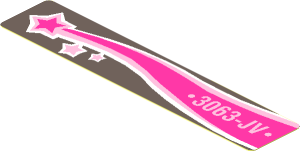 Sticker  0.8 x  4.0 with "3063-JV" and Magenta Shooting Star, Left