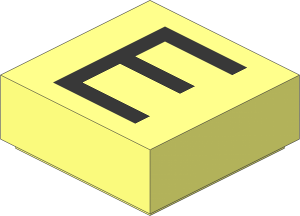 Tile  1 x  1 with Silver "E" Pattern