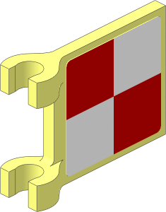 Flag  2 x  2 with Red Circle with Red and White Squares Sticker