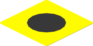 Sticker  1.8 x  1.8 with Black Disc on Yellow