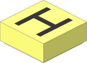Tile  1 x  1 with Silver "H" Pattern