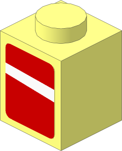 Brick  1 x  1 with White Stripe on Red Background Right Sticker