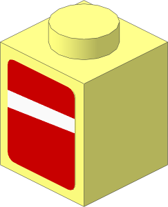 Brick  1 x  1 with White Stripe on Red Background Left Sticker