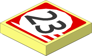 Tile  2 x  2 with White Stripes and Black "23" in White Circle on Red Background Sticker
