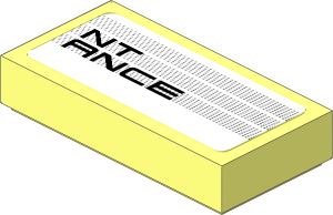 Tile  1 x  2 with Black "NT ANCE" on Black Halftone Stripes on White Background Sticker