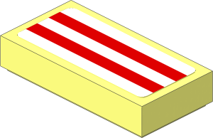 Tile  1 x  2 with White Stripes on Red Background Sticker