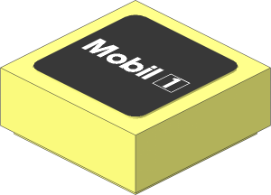 Tile  1 x  1 with White Mobil 1 Logo on Black Background Sticker