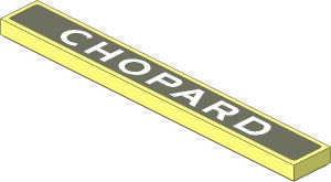 Tile  1 x  8 with White Chopard Logo on Dark Grey Background Sticker