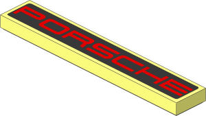 Tile  1 x  6 with Red "PORSCHE" on Black Background Sticker