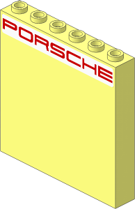 Panel  1 x  6 x  5 with Red "PORSCHE" on White Background Sticker