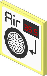 Roadsign Clip-on  2 x  2 Square with Wheel and Black "Air" on White Background Sticker