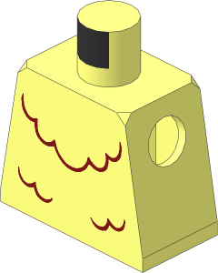 Minifig Torso with Dark Red Parrot Costume Pattern