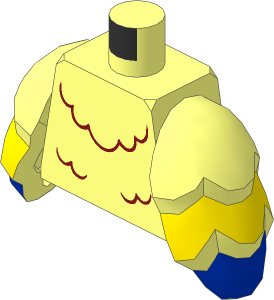 Minifig Torso with Bird Wing Arms with Yellow and Blue Feathers Pattern