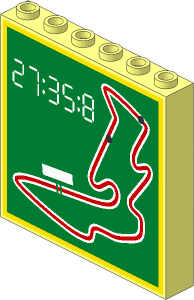 Brick  1 x  6 x  5 with Map of Race Track and Time Display Sticker