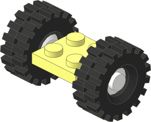 Plate  2 x  2 with White Wheels and Tyres 8/ 75 x 8 Offset Tread