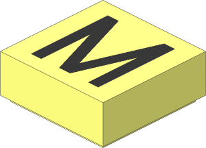 Tile  1 x  1 with Silver "M" Pattern