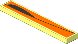 Tile  1 x  6 with Black and Dark Orange Arch on Orange Background Right Sticker