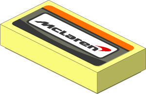 Tile  1 x  2 with McLaren Logo in White Frame on Black and Orange Background Sticker