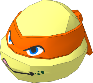 Minifig Head Ninja Turtle with Michelangelo Tongue Out Pattern