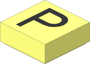 Tile  1 x  1 with Silver "P" Pattern