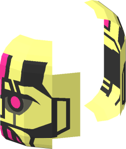 ~Minifig Head Robot with Silver Plates and Magenta Eyes Pattern - Half