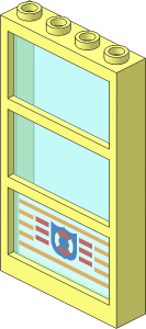 Window  1 x  4 x  6 with Fixed Transparent Light Blue Glass and Coast Guard Logo Sticker