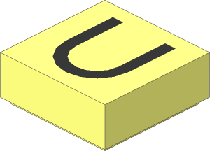 Tile  1 x  1 with Silver "U" Pattern