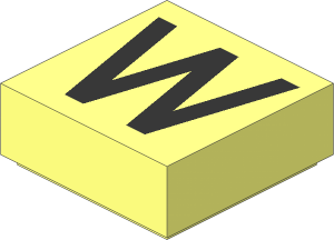 Tile  1 x  1 with Silver "W" Pattern