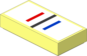 Tile  1 x  2 with Red, Metallic Silver and Blue Stripes on White Background Sticker