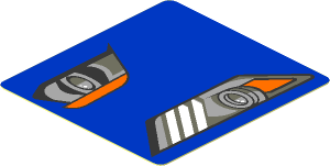 Sticker  1.9 x  1.8 with Headlights on Blue Background Right
