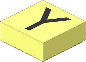 Tile  1 x  1 with Silver "Y" Pattern