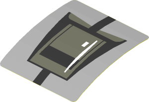 Sticker  1.8 x  1.9 with Black Air Vent on Grey Background (Formed)