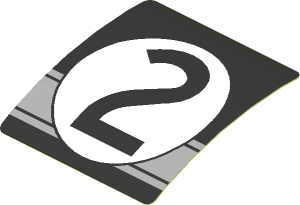 Sticker  1.9 x  1.8 with Black Number 2 in White Disc on Black Background (Formed)