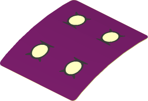 Sticker  1.9 x  1.8 with Four Bright Light Orange Buttons (Formed)