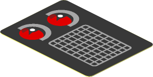 Sticker  1.3 x  1.8 with Grey Air Vent and Red Taillamp on Black Background Left