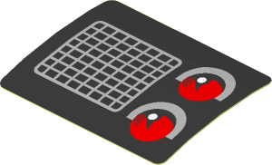 Sticker  1.3 x  1.8 with Grey Air Vent and Red Taillamp on Black Background Right (Formed)