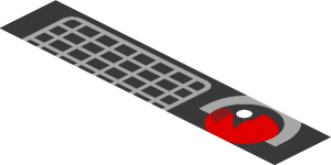 ~Sticker  1.3 x  1.8 with Grey Air Vent and Red Taillamp on Black Background Right - Second Face