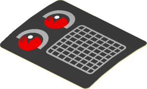 Sticker  1.3 x  1.8 with Grey Air Vent and Red Taillamp on Black Background Left (Formed)