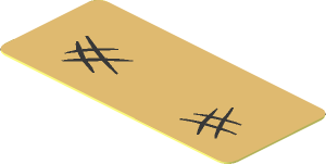Sticker  0.8 x  1.8 with Two Black Hashes on Tan Background