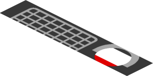 ~Sticker  1.3 x  1.8 with Grey Air Vent and Red Taillamp on Black Background Right - Second Face Main Subpart