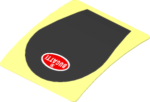 Sticker  1.9 x  1.8 with Black Radiator Grille and Bugatti Logo on Transparent Background (Formed)