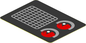 Sticker  1.3 x  1.8 with Grey Air Vent and Red Taillamp on Black Background Right